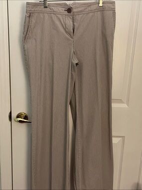 Anne Taylor Light-weight Taupe and white striped Wide-Leg Pants